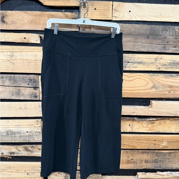 Banana Republic Black Wide Leg Cropper Pull‎ On Leggings Size Medium - Picture 1 of 7